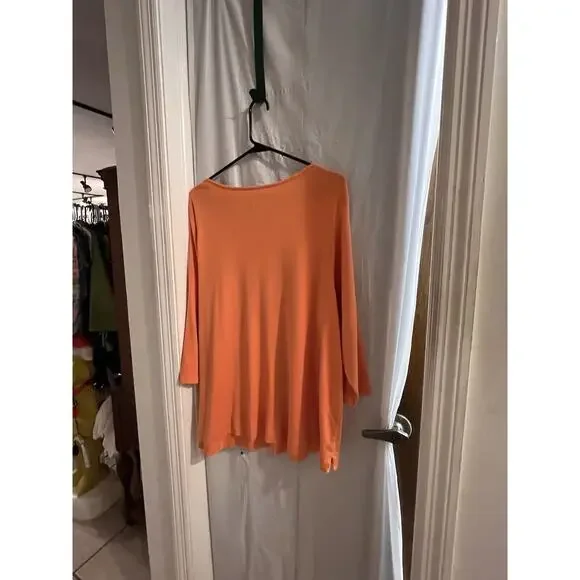 J Jill Orange Perfect Pima 3/4 Sleeve Shirt Tail Tee Size 2x - Picture 3 of 3